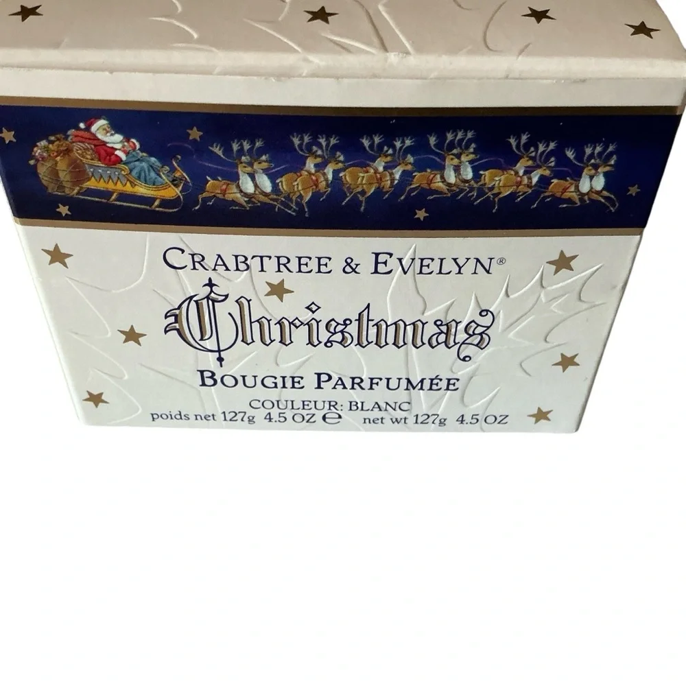 Vintage 90s Crabtree & Evelyn Christmas fragranced candle with crystal jar 4.5